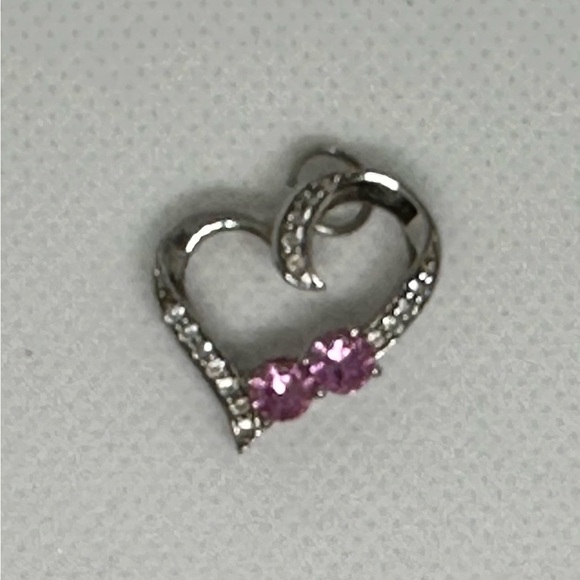 sun jewlery Jewelry - Sun jewelry 925 Sterling Silver Heart Pendant with Pink Accents